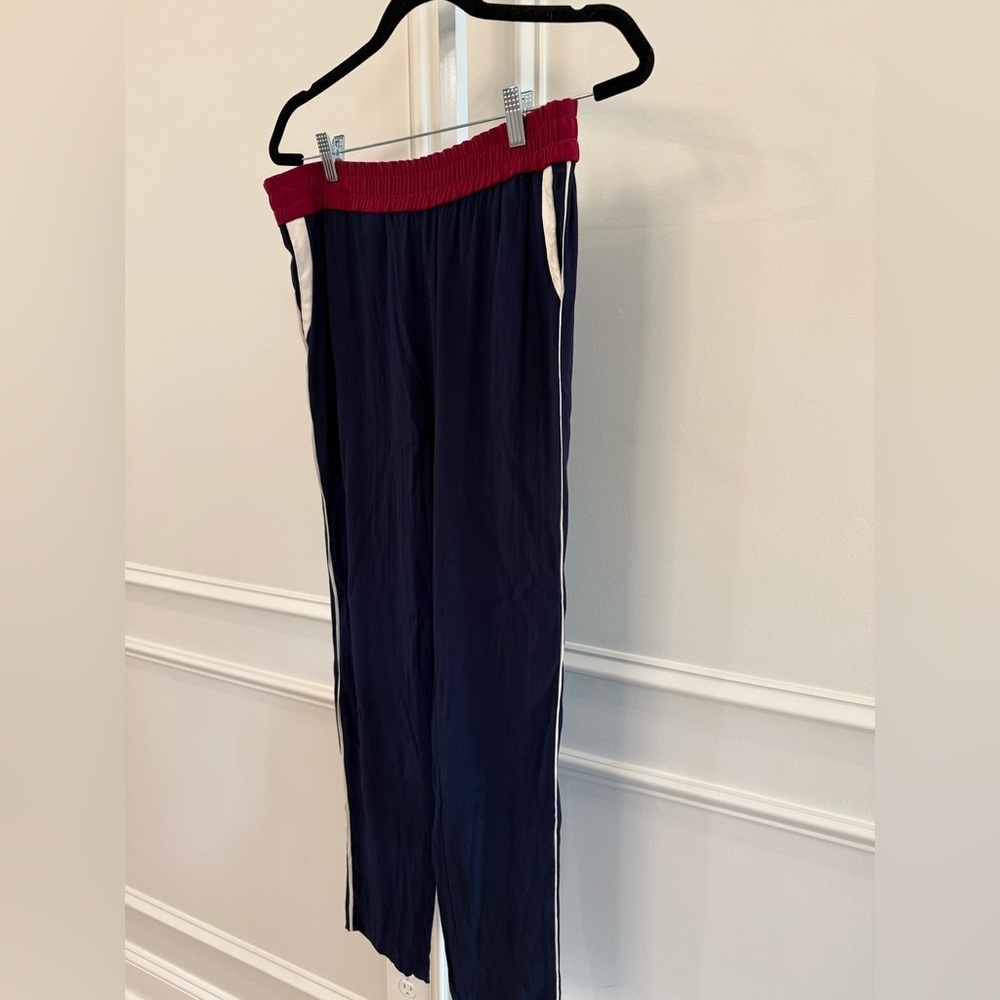 Sandro Navy Joggers with Red Waistband - Picture 2 of 7